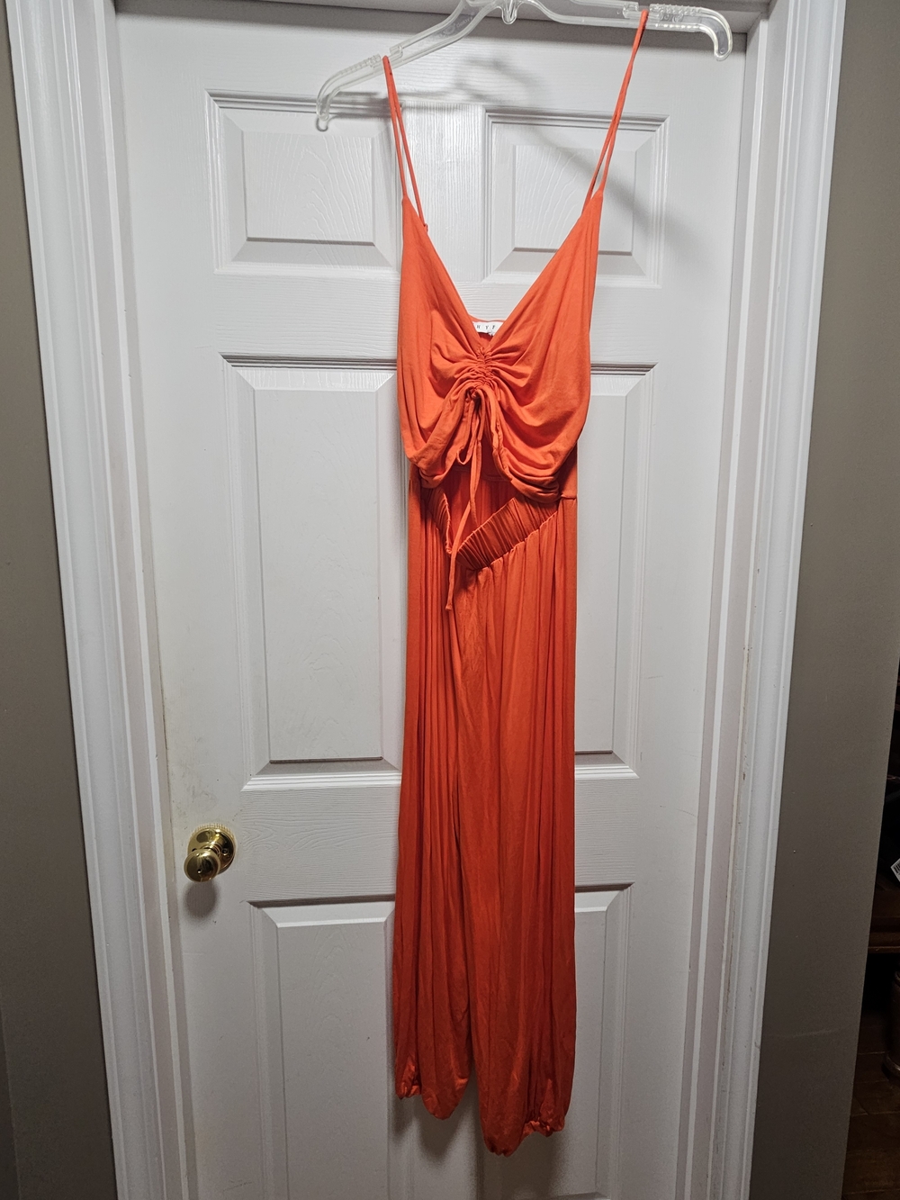 HYFVE Orange Spaghetti-Strap Jumpsuit with Front Tie